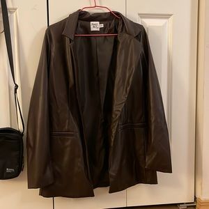 faux brown leather jacket